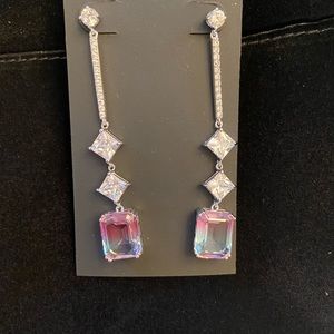 Purple Ombre Rhodium Amethyst. Earrings. NWT. Retail says $110.